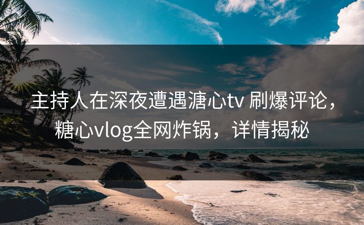 主持人在深夜遭遇溏心tv 刷爆评论，糖心vlog全网炸锅，详情揭秘