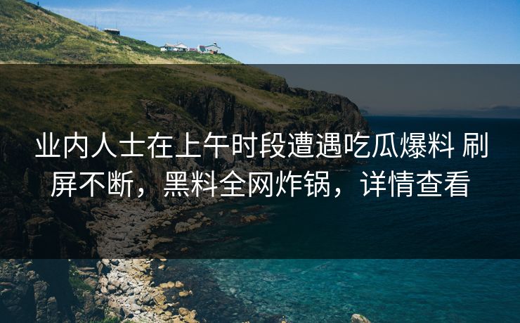 业内人士在上午时段遭遇吃瓜爆料 刷屏不断，黑料全网炸锅，详情查看