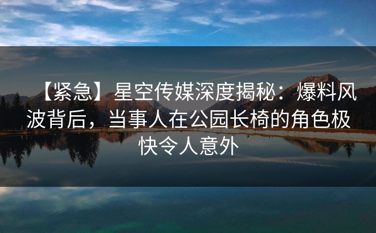 【紧急】星空传媒深度揭秘：爆料风波背后，当事人在公园长椅的角色极快令人意外