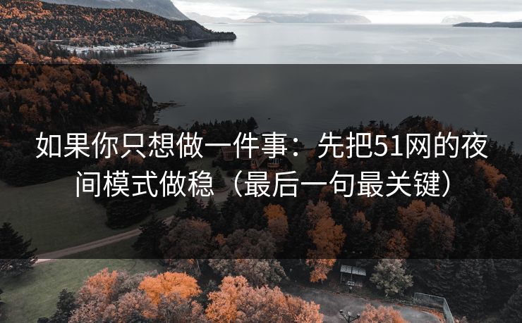 如果你只想做一件事：先把51网的夜间模式做稳（最后一句最关键）